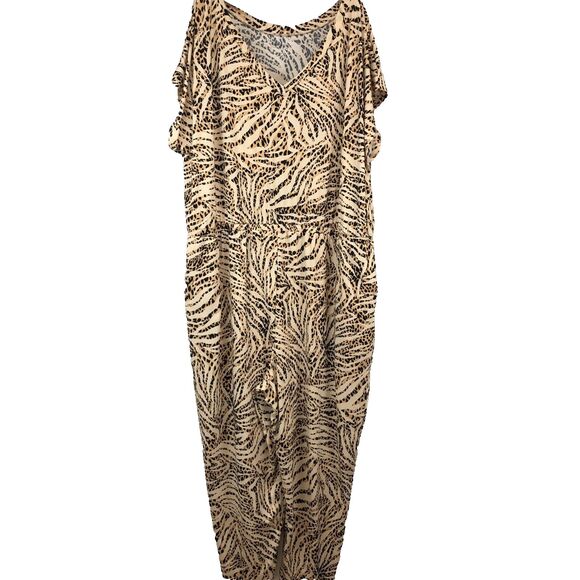 Comfort Code By Cuddle Duds Plus 3X Jumpsuit Romper With Pockets Animal Print - Picture 1 of 13